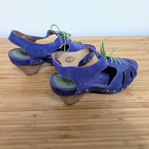 Fluevog Joni Sandals – Purple & Green Retro Heels, Worn Once - Picture 4 of 5